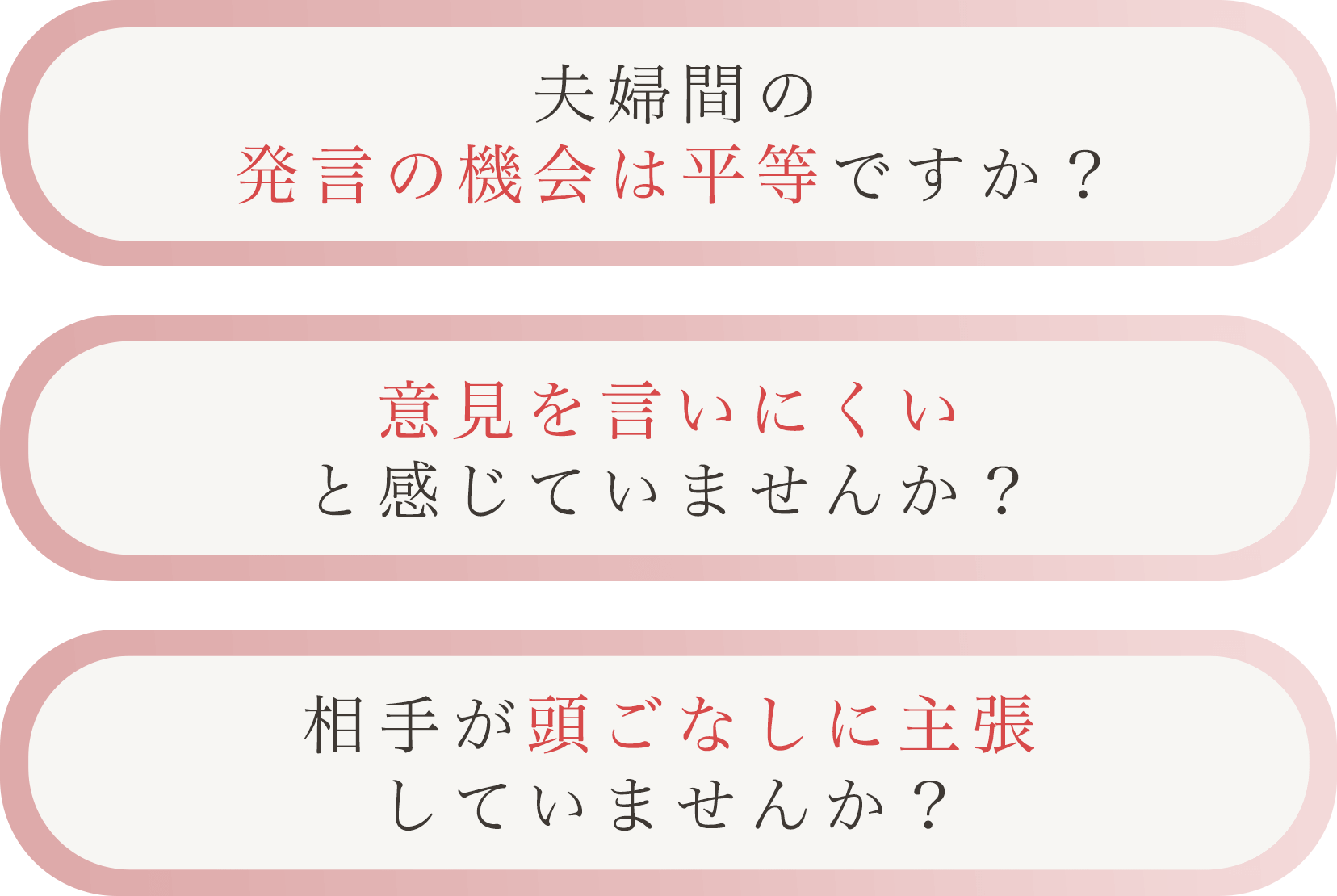 夫婦間の発言の機会は平等ですか？