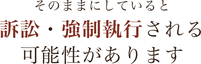 そのままにしていると訴訟・強制執行される可能性があります