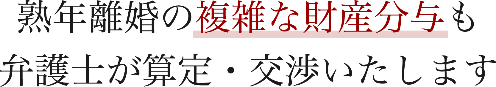 熟年離婚における金銭面での交渉も、弁護士へお任せください