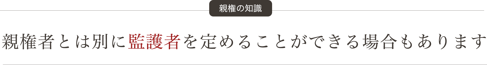 親権の知識親権者とは別に監護者を定めることができる場合もあります