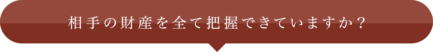 相手の財産を全て把握できていますか？