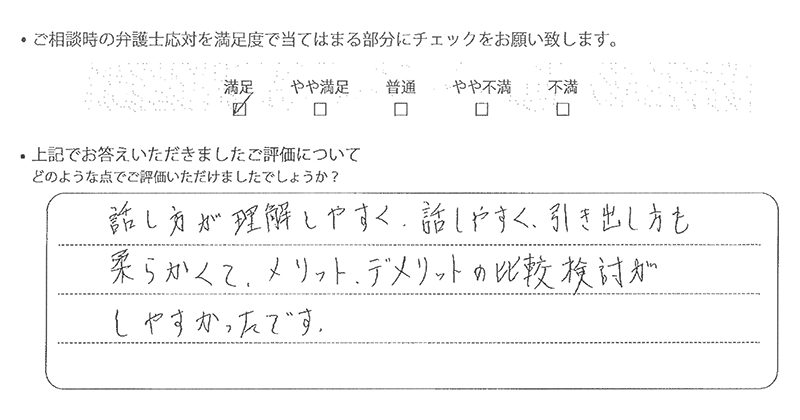 横浜法律事務所に離婚問題をご相談いただいたお客様の声