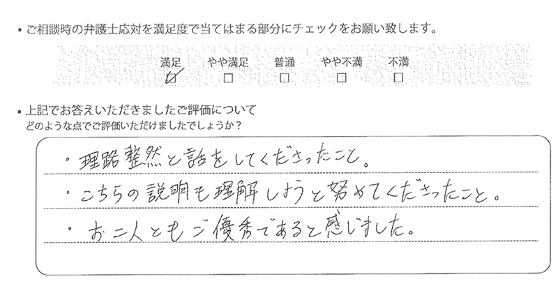 横浜法律事務所に離婚問題をご相談いただいたお客様の声