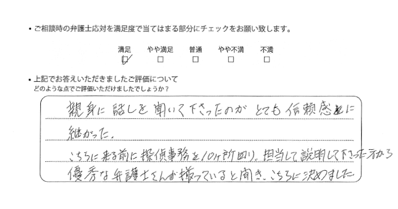 横浜法律事務所に離婚問題をご相談いただいたお客様の声