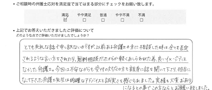 千葉法律事務所に離婚問題をご相談いただいたお客様の声