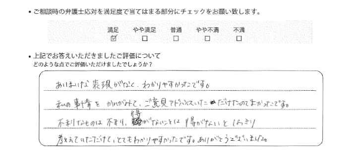 宇都宮法律事務所に離婚問題をご相談いただいたお客様の声