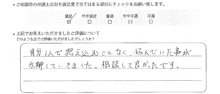 福岡法律事務所に離婚問題をご相談いただいたお客様の声