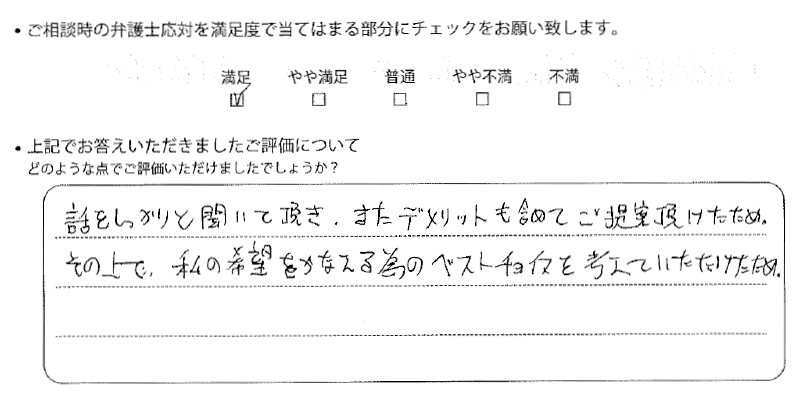 東京法律事務所に離婚問題をご相談いただいたお客様の声