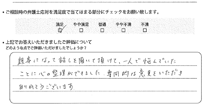 宇都宮法律事務所に離婚問題をご相談いただいたお客様の声