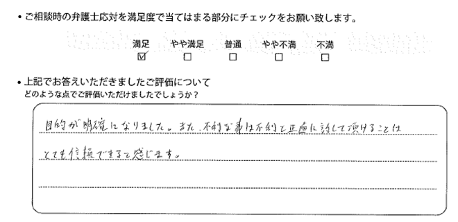 東京法律事務所に離婚問題をご相談いただいたお客様の声