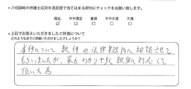 横浜法律事務所に離婚問題をご相談いただいたお客様の声