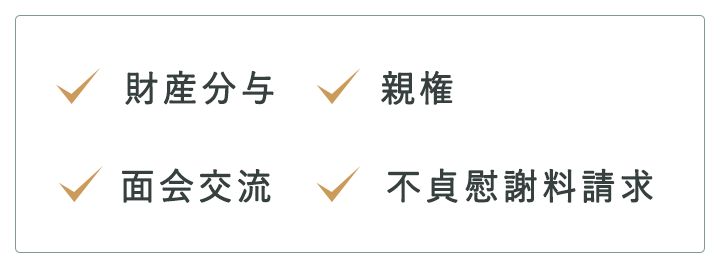 財産分与|親権|面会交流|不貞慰謝料請求