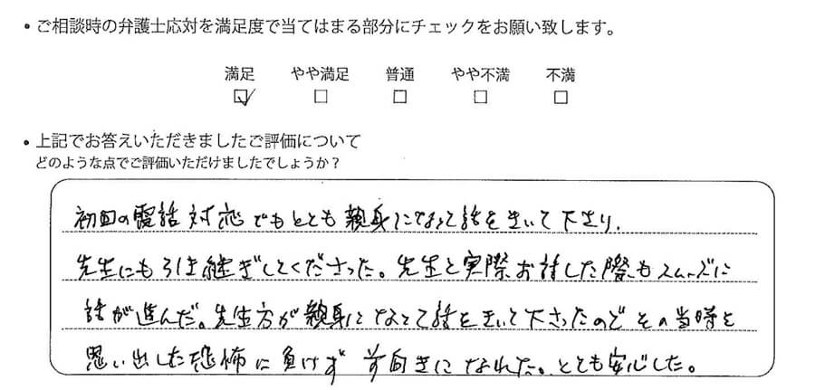 東京法律事務所に離婚問題をご相談いただいたお客様の声